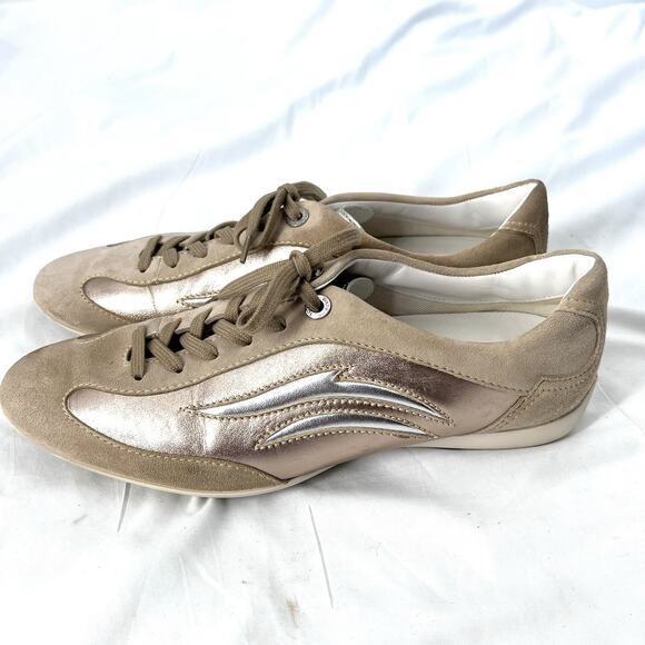 TOD'S Beige & Metallic Leather Driving Sneaker Performance Shoes Womens Size 11 - Picture 5 of 13